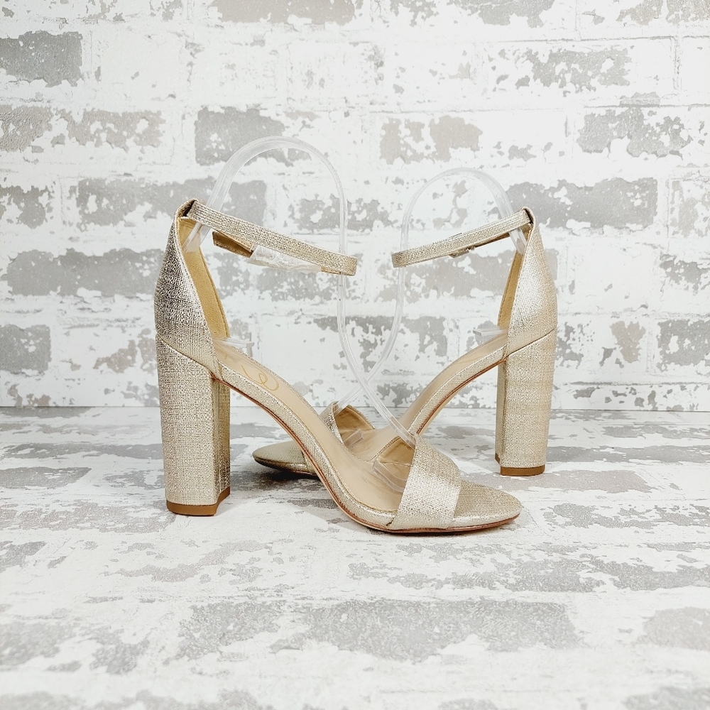 Sam Edelman Gold Block Heel Sandals - Picture 3 of 10